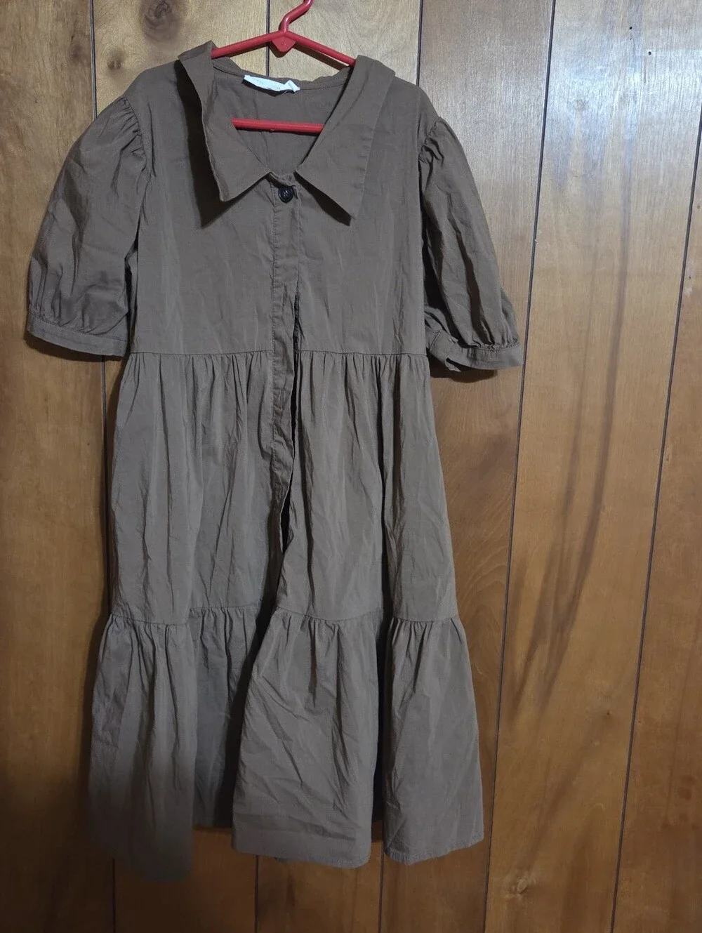 Zara Girls 11 12 Years Brown Shirt Dress Maxi Tiered